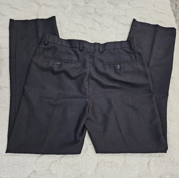 Michael Brandon Black Strait Front Slim Fit  Dress Pants Size 34X 32 - Picture 2 of 3